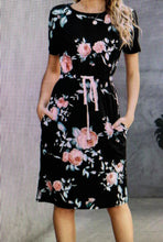 Load image into Gallery viewer, Short Floral Dress-Black
