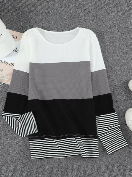 Colorblock Splicing Stripes Top