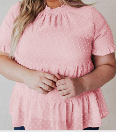 Pink mock neck top(PLUS)