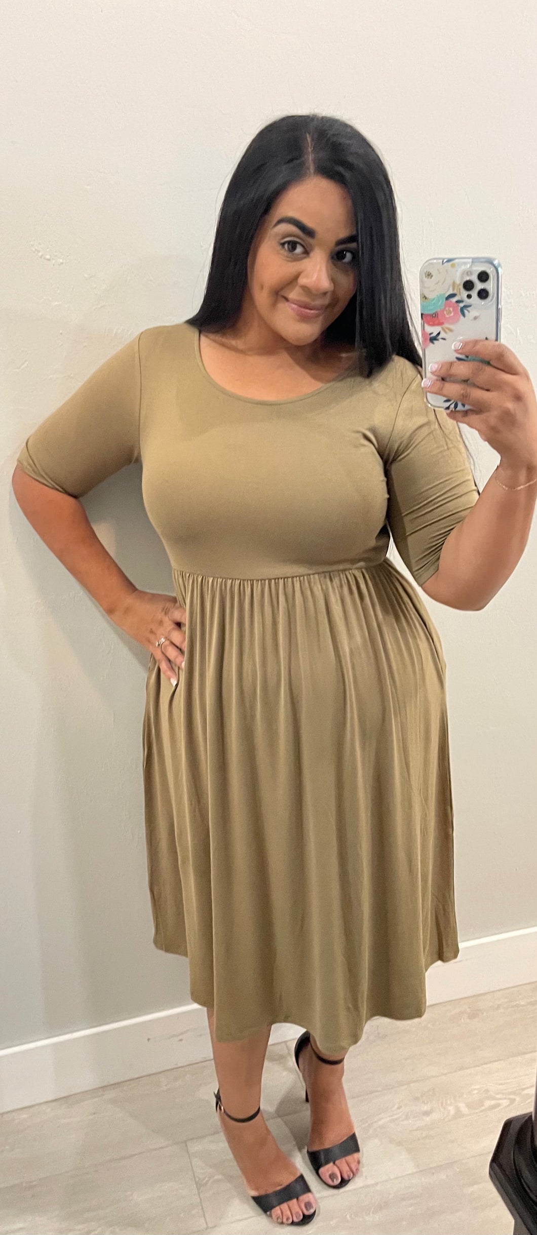 Khaki midi dress