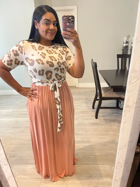 PEACH CHEETAH MAXI DRESS