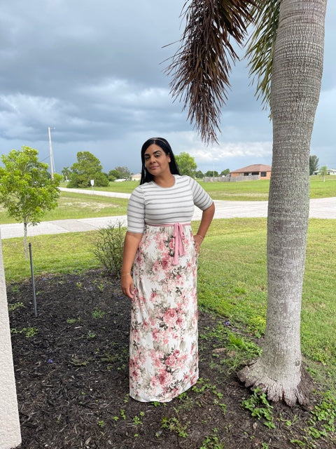 Mauve/Ivory Maxi dress