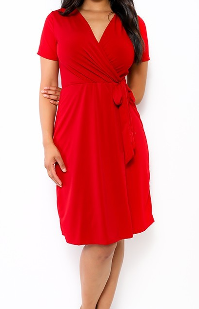 Red wrap dress